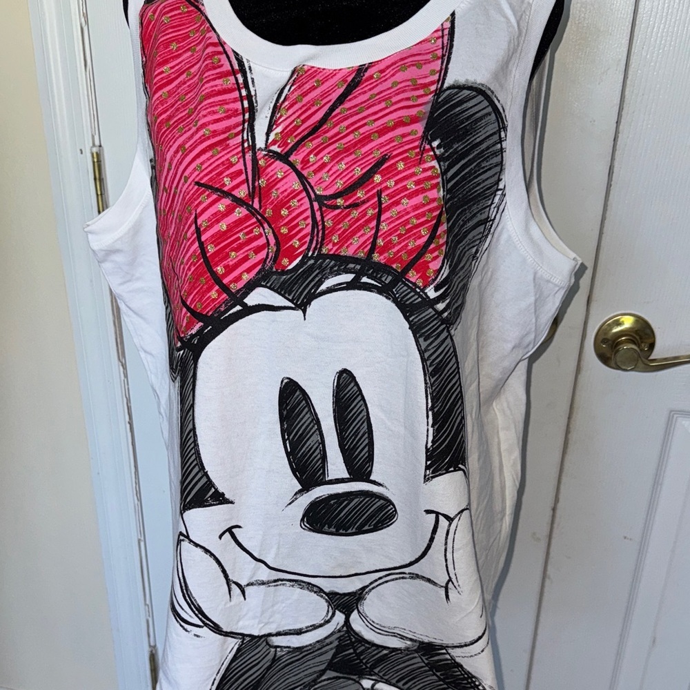 Disney White and Pink Minnie Mouse Muscle Tee - Picture 14 of 14